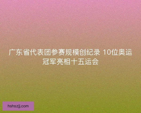 广东省代表团参赛规模创纪录 10位奥运冠军亮相十五运会