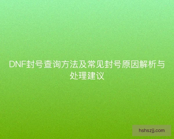DNF封号查询方法及常见封号原因解析与处理建议