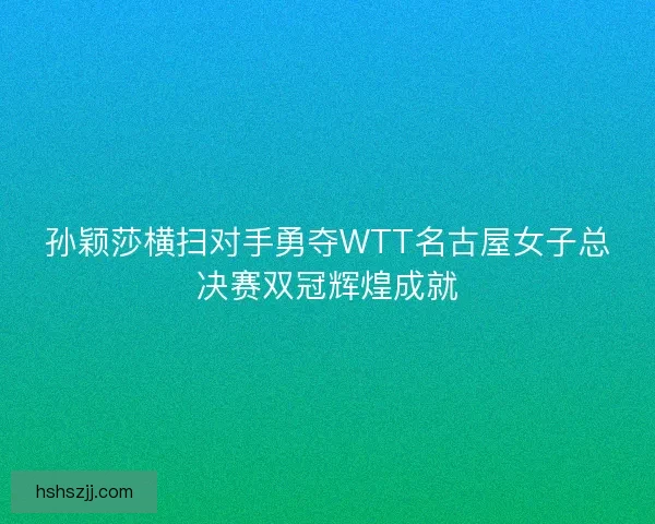 孙颖莎横扫对手勇夺WTT名古屋女子总决赛双冠辉煌成就
