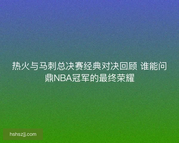 热火与马刺总决赛经典对决回顾 谁能问鼎NBA冠军的最终荣耀